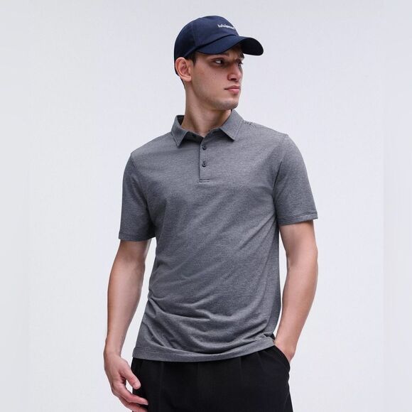 Lululemon | Evolution Short-Sleeve Polo Shirt in hearhered black | size Large - Picture 1 of 7